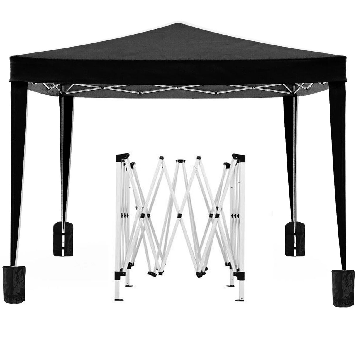 10'X10' Folding Canopy With 4 Removable Sidewalls Outdoor Event Shelter UPF 50+ Gazebo Portable Tents For Parties Beach Camping Wedding Ez Pop Up Canopy 4 Pieces Weight Bag + Carry Bag - Furniture Home Direct