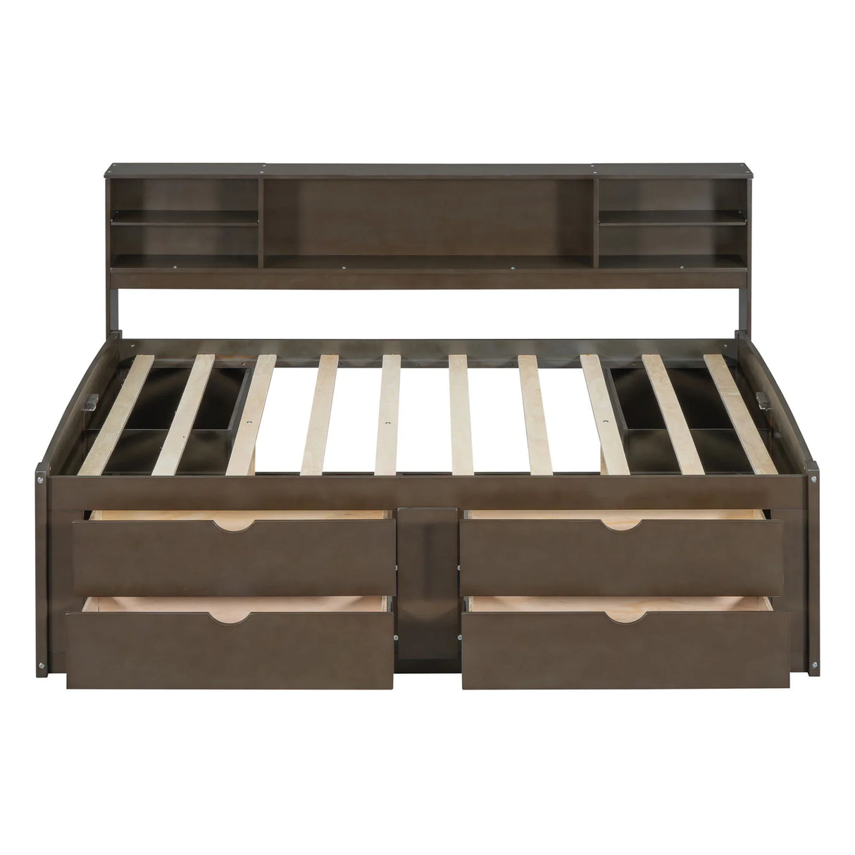 Daybed With 2 Bedside Cabinets, Upper Shelves And 4 Drawers - Furniture Home Direct