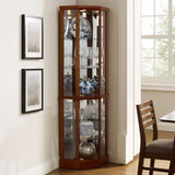6 Shelf Lighted Corner Curio Cabinet With Adjustable Tempered Glass Shelves And Mirror Back (E26 Light Bulb Not Included) - Furniture Home Direct