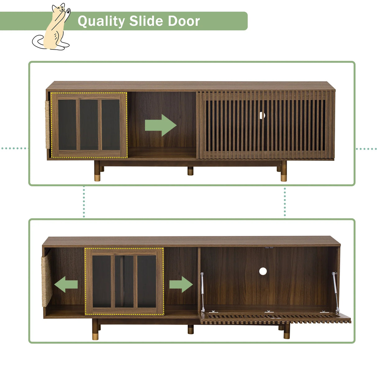 TV Stand Mid Century Modern Cat House Console Walnut - Furniture Home Direct