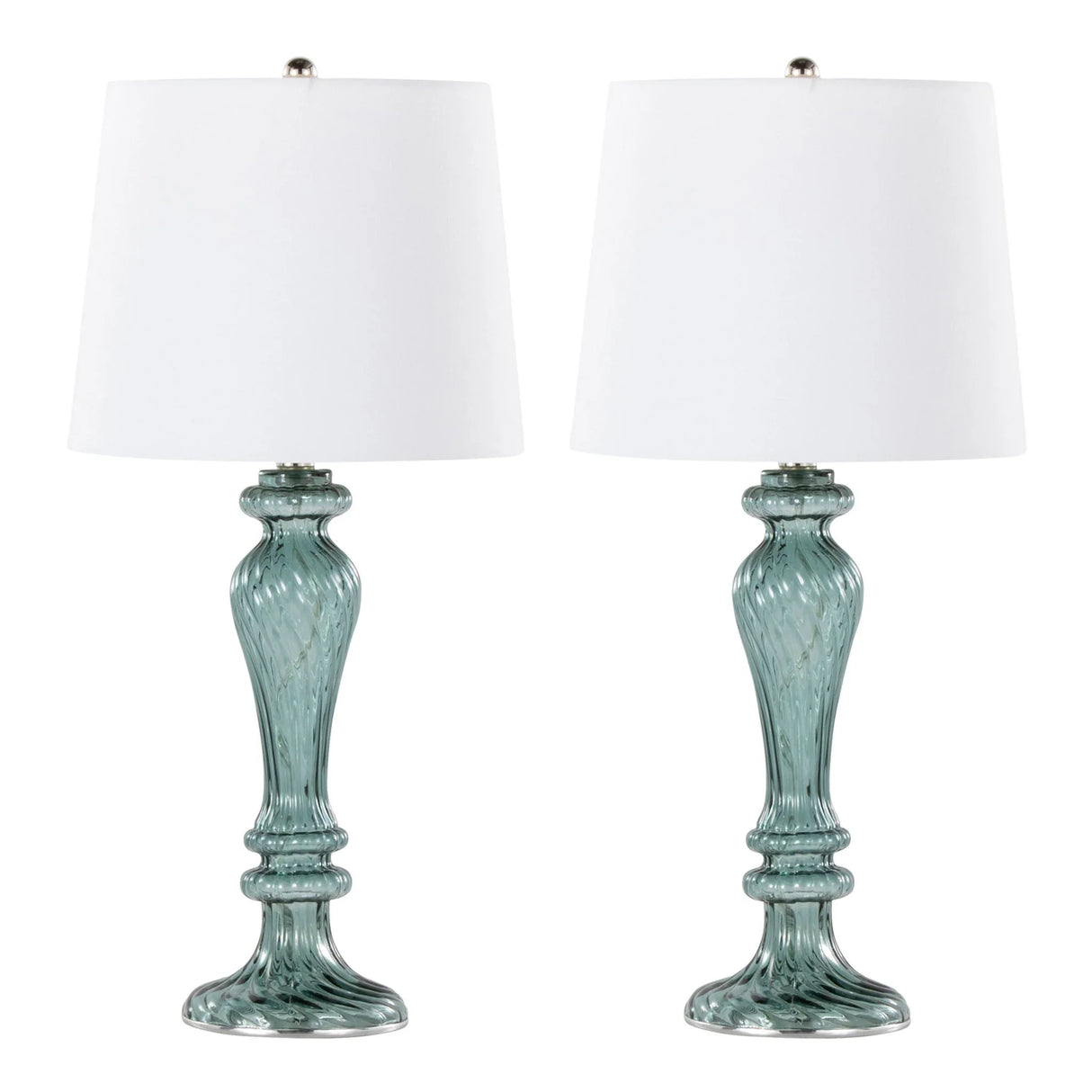 Windsor - Contemporary Table Lamp (Set of 2) - Clear Turquoise / Off White - Furniture Home Direct