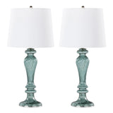 Windsor - Contemporary Table Lamp (Set of 2) - Clear Turquoise / Off White - Furniture Home Direct