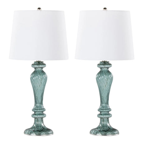 Windsor - Contemporary Table Lamp (Set of 2) - Clear Turquoise / Off White - Furniture Home Direct
