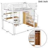 Metal Loft Bed With Wardrobe, Desk, Storage Shelves - Furniture Home Direct