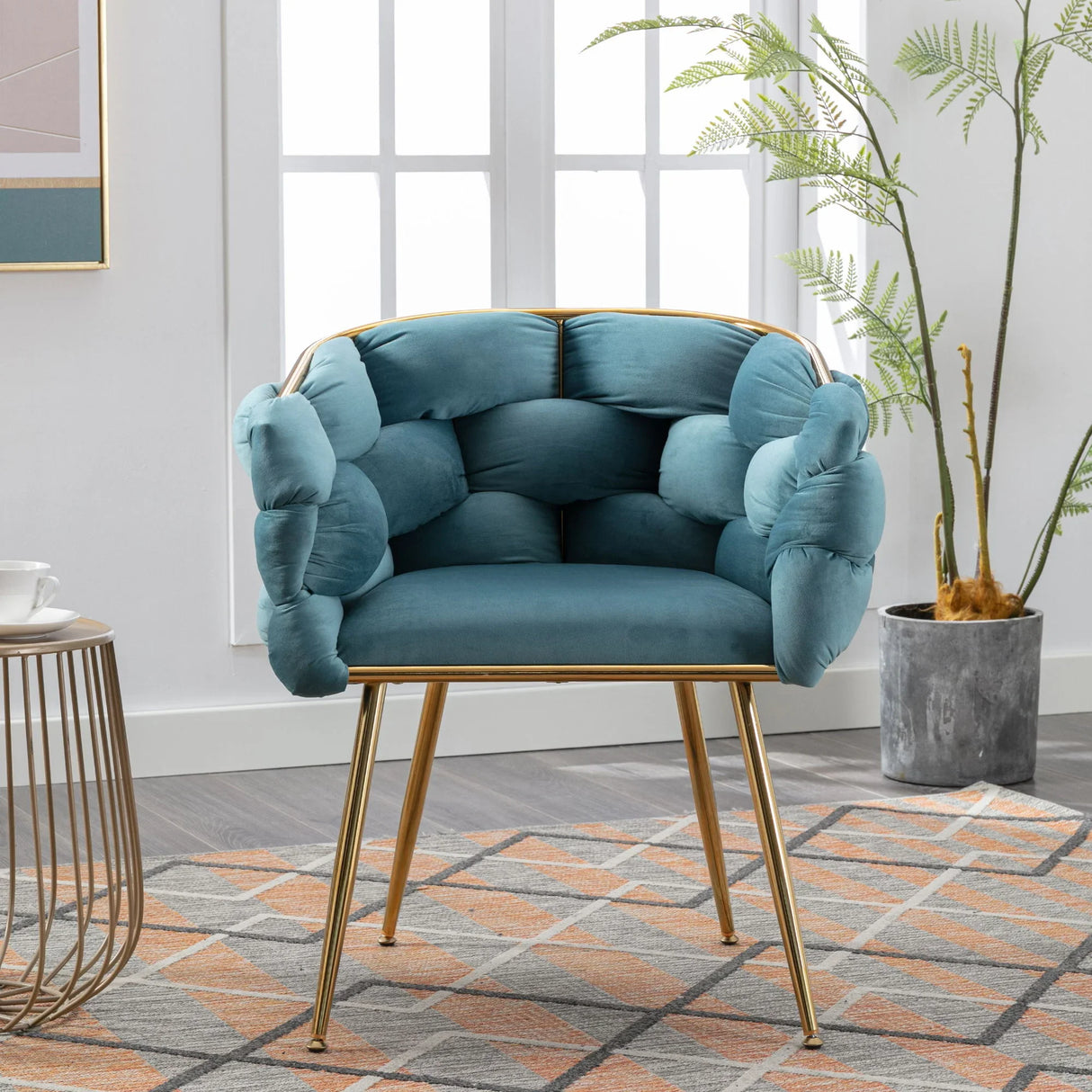 Luxury Modern Simple Leisure Velvet Single Sofa Chair Bedroom Lazy Person Household Dresser Stool Manicure Table Back Chair - Furniture Home Direct