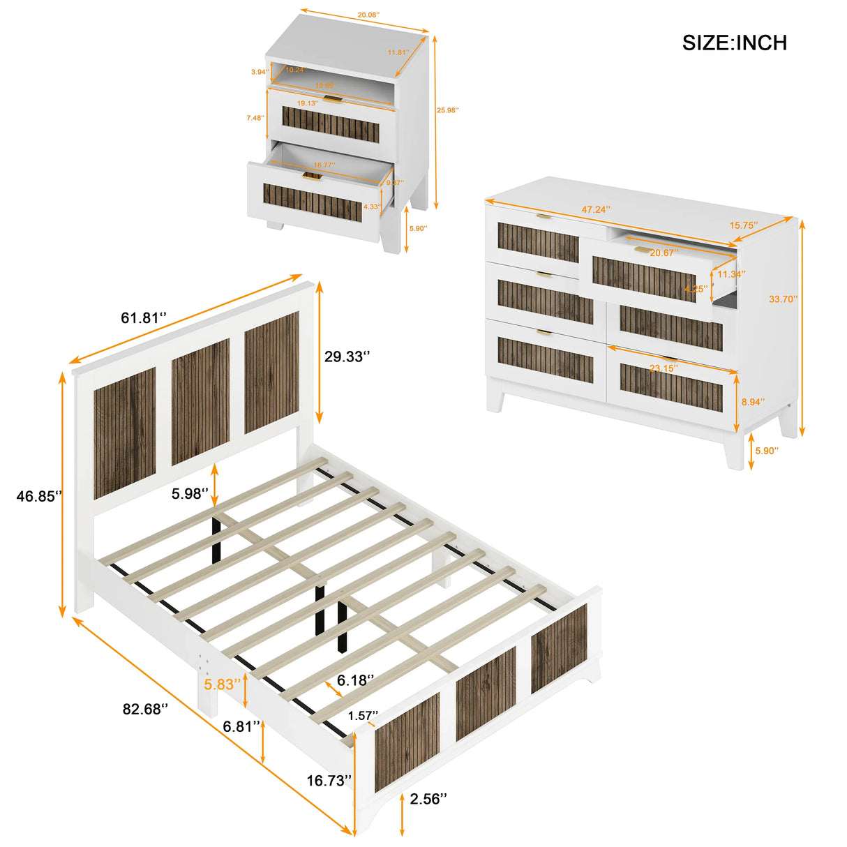 Queen Bedroom Set With Bed Dresser And Nightstands White - Furniture Home Direct