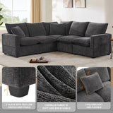 Modern L Shape Modular Sofa, 5 Seat Chenille Sectional Couch Set With 2 Pillows Included, Freely Combinable Indoor Funiture For Living Room, Apartment, Office - Furniture Home Direct