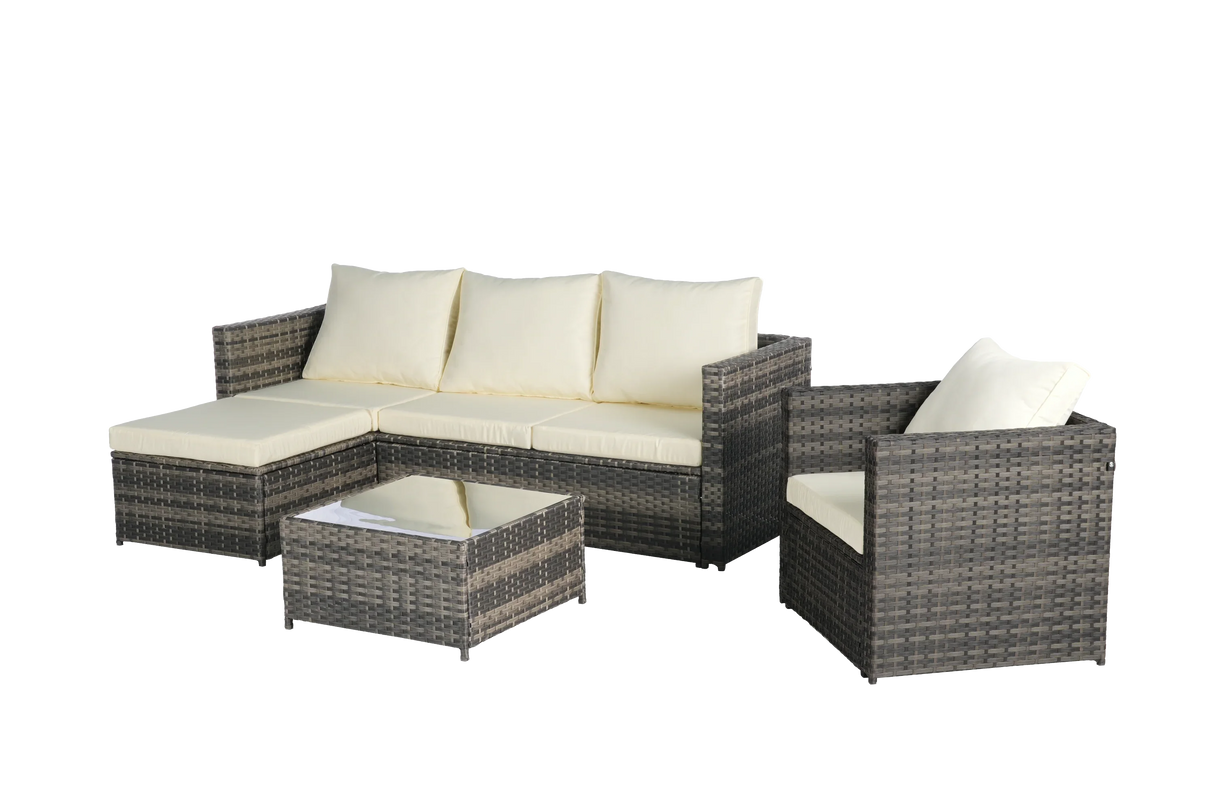 6 Piece Outdoor Patio Set - Beige - Furniture Home Direct