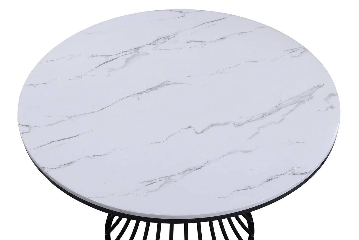 Dining Set Faux Marble Table With Chairs White And Black - Furniture Home Direct