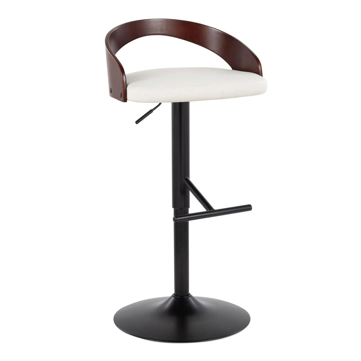 Grotto - Contemporary Adjustable Barstool With Swivel & Straight T Footrest (Set of 2) - Furniture Home Direct