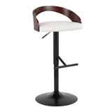 Grotto - Contemporary Adjustable Barstool With Swivel & Straight T Footrest (Set of 2) - Furniture Home Direct