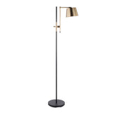 Metric - Industrial Floor Lamp - Black / Antique Brass - Furniture Home Direct