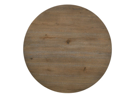 Brutus - 5 Piece Wide Contemporary Round Dining Table With Wheat Colored Fabric Chairs (Set of 5) - Vintage Walnut - Furniture Home Direct