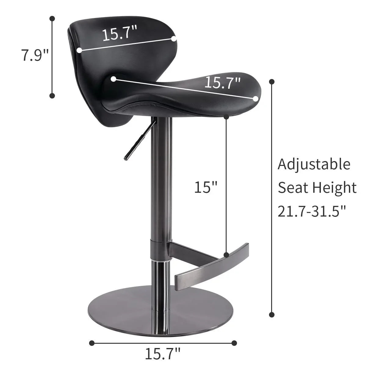 Titanium Stainless Steel Bar Stool, Swivel Adjustable Height For Kitchen Counter And Dining Room - Furniture Home Direct
