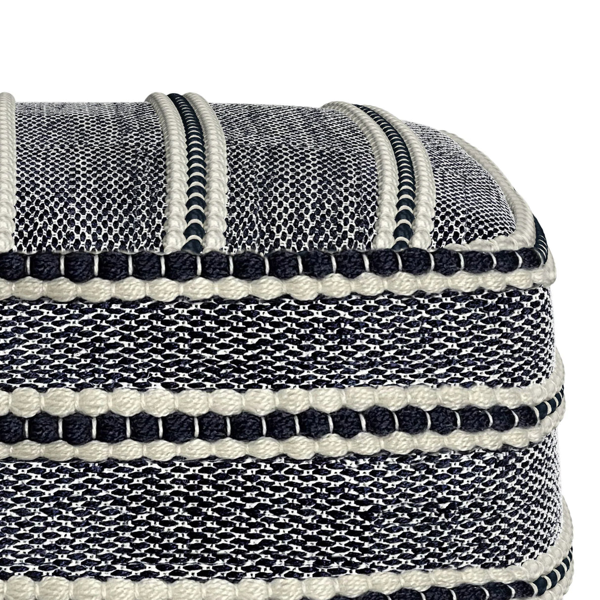 Corrie - Square Woven Outdoor / Indoor Pouf - Navy / White - Furniture Home Direct