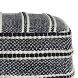 Corrie - Square Woven Outdoor / Indoor Pouf - Navy / White - Furniture Home Direct
