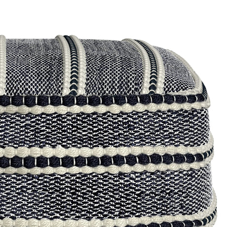 Corrie - Square Woven Outdoor / Indoor Pouf - Navy / White - Furniture Home Direct