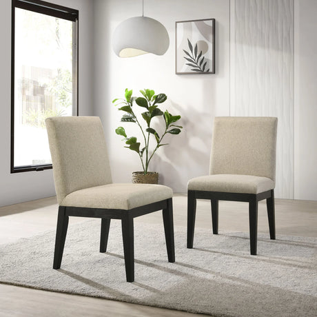 Roundhill Furniture - Rocco Contemporary Solid Wood Dining Chairs (Set of 2) - Beige - Furniture Home Direct