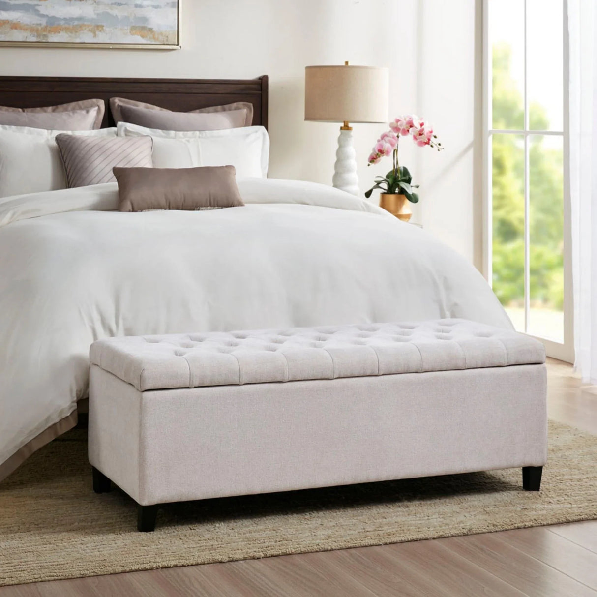 Elegant Design Tufted Top, Soft Close Storage Bench - Furniture Home Direct