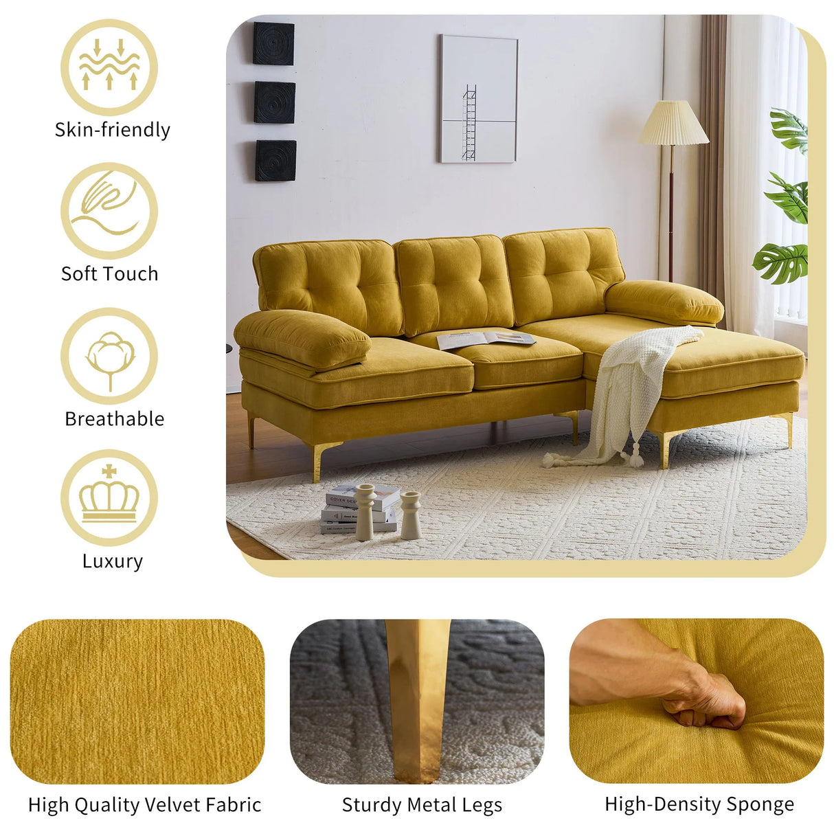 Modern L Shaped Sectional Sofa For Living Room - Furniture Home Direct