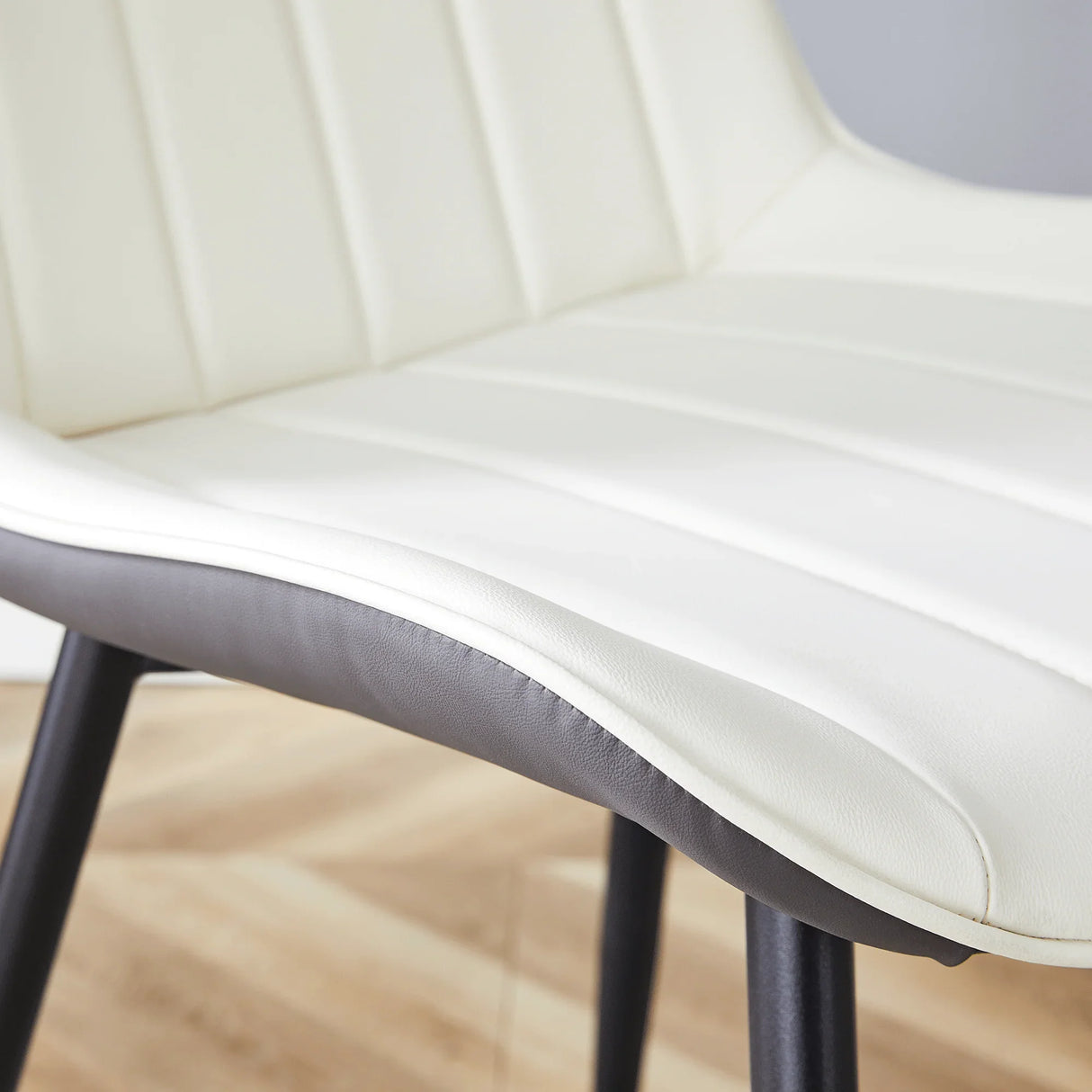 Dining Chairs Four Upholstered Leather Black Legs White - Furniture Home Direct