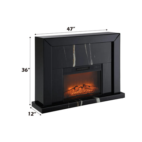 Drisana - Mirrored Fireplace - Black - Furniture Home Direct