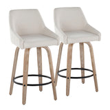 Hannah - Transitional Fixed Height Counter Stool With Swivel With Round Footrest (Set of 2) - Furniture Home Direct