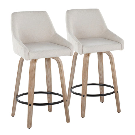 Hannah - Transitional Fixed Height Counter Stool With Swivel With Round Footrest (Set of 2) - Furniture Home Direct