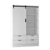 Tall Armoire With Sliding Barn Door Drawers Storage White - Furniture Home Direct