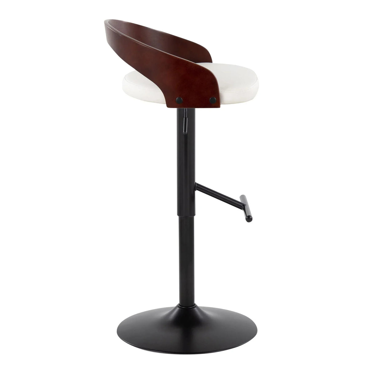 Grotto - Contemporary Adjustable Barstool With Swivel & Straight T Footrest (Set of 2) - Furniture Home Direct