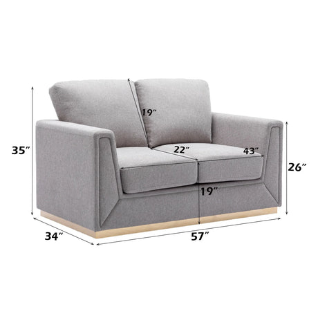 Valin - 3 Piece Living Room Set Meeting Room And Small Apartment Sofa Loveseat Chair - Gray - Furniture Home Direct