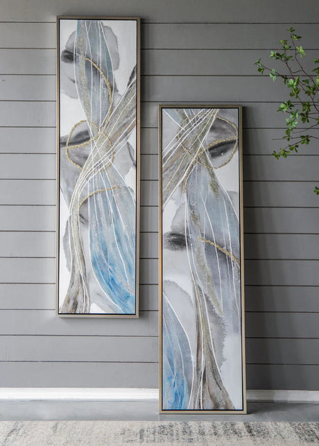 Elongated Modern Abstract Oil Paintings, Wall Art For Living Room Dining Room Bedroom Office Entryway (Set of 2) - Multicolor - Furniture Home Direct