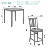 5 Pieces Dining Table Set, Counter Height Kitchen Table Set With Square Table And 4 Upholstered Chairs - Furniture Home Direct