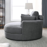 Linen Barrel Swivel Chair With Storage Ottoman - Furniture Home Direct