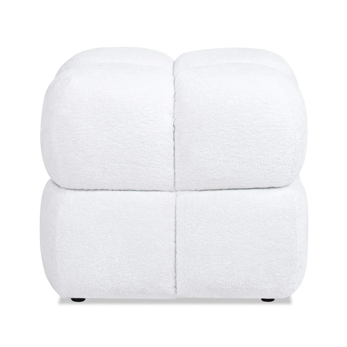 Pixel - Oversized Square Tufted Pouf Ottoman - Almond White - Furniture Home Direct
