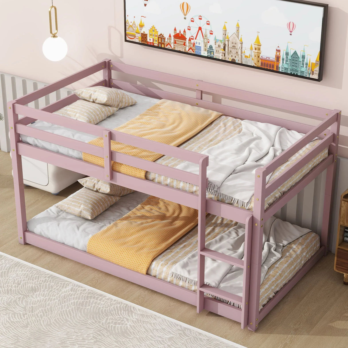Twin Over Twin Floor Bunk Bed - Furniture Home Direct