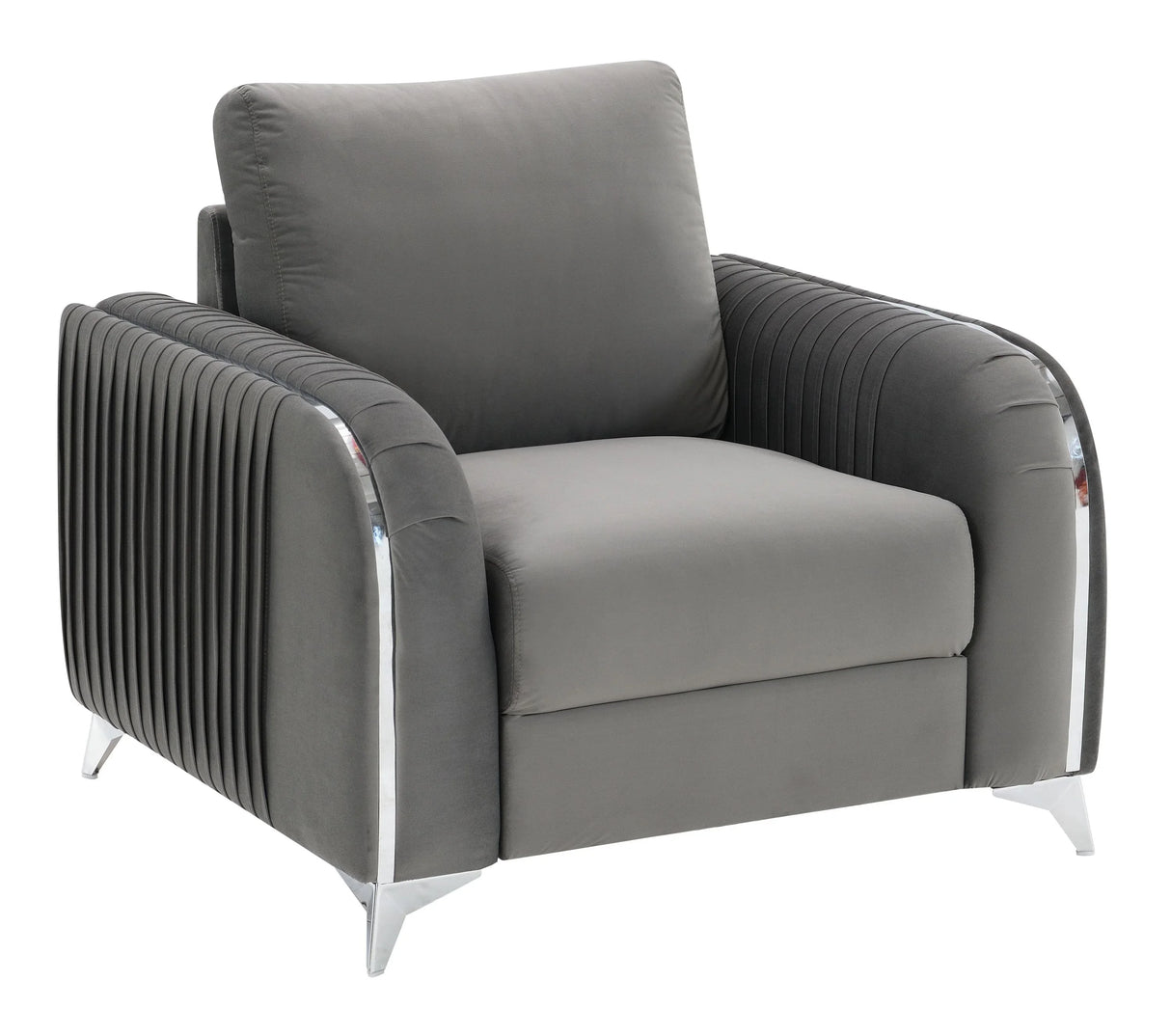 Wenona Gray Velvet 3Pcs Living Room Set (Sofa, Loveseat, Chair) - Furniture Home Direct