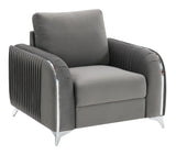 Wenona Gray Velvet 3Pcs Living Room Set (Sofa, Loveseat, Chair) - Furniture Home Direct