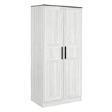 2-Door Wardrobe Armoire with LED and 4 Storage Shelves, Grey - Furniture Home Direct