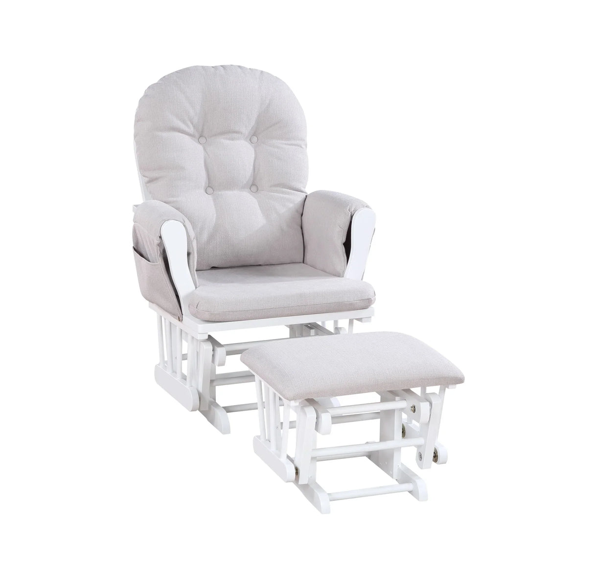 Mason - Glider And Ottoman White Wood - Furniture Home Direct