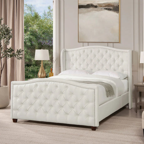 Marcella - Upholstered Shelter Headboard Bed Set - Furniture Home Direct