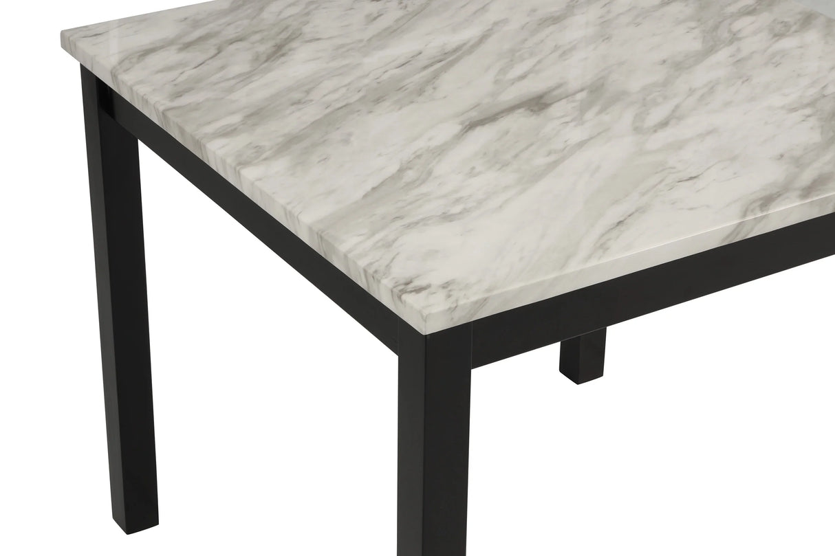 Counter Height Dining Set Faux Marble Velvet Chairs Black - Furniture Home Direct