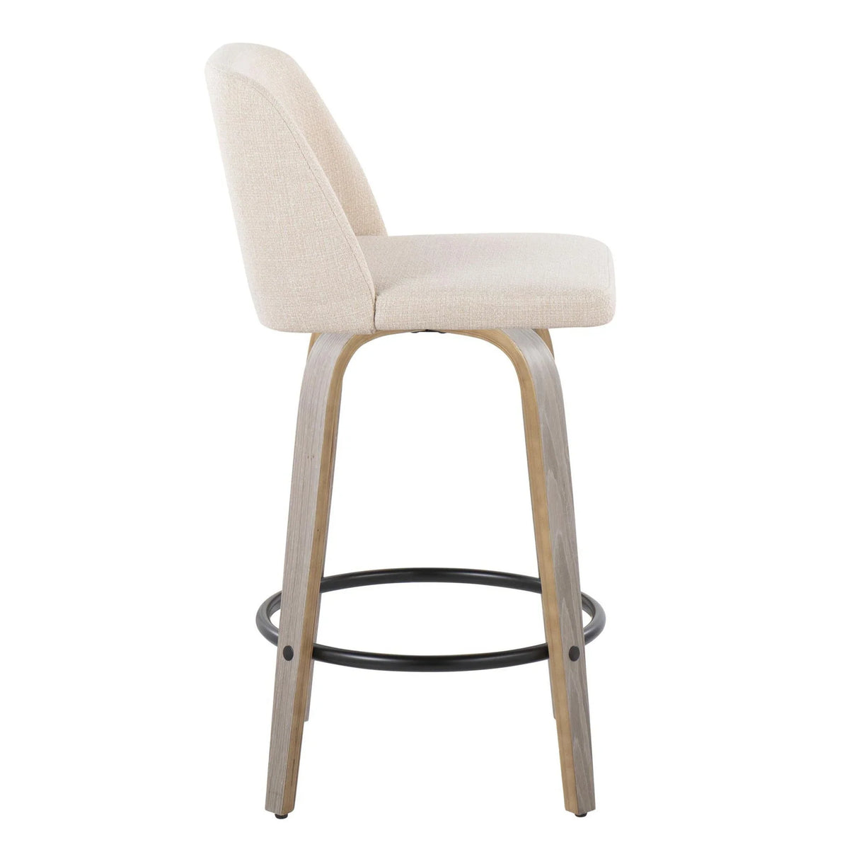 Toriano - Contemporary Fixed Height Counter Stool With Swivel & Round Footrest (Set of 2) - Furniture Home Direct