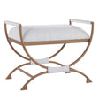 Nora - Bench With Bronze Metal Frame And Boucle Fabric Seat - White - Furniture Home Direct