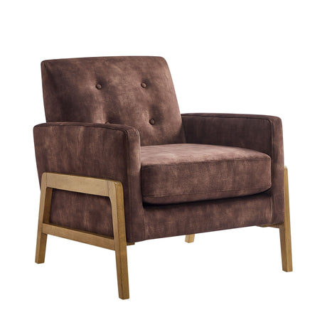 Tufted Back Accent Chair, Slub Knit Polyester, Square Arms