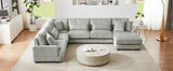 Sectional Sofa Oversized U Shaped Corduroy Fabric Gray - Furniture Home Direct
