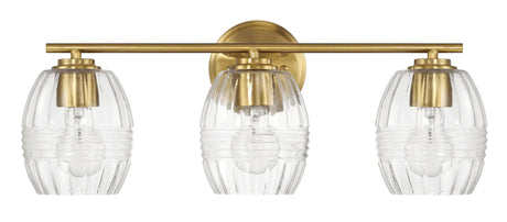 Luster - 3 Lights Vanity With Clear For Bathrooms Above Mirror Wall Lamp Satin - Clear / Gold - Furniture Home Direct
