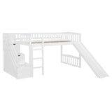 Loft Stairway Bed With 2 Drawers, Convertible Ladder And Slide - Furniture Home Direct