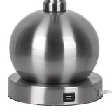 Jules - Contemporary Table Lamp Built In USB Port (Set of 2) - Nickel / White - Furniture Home Direct