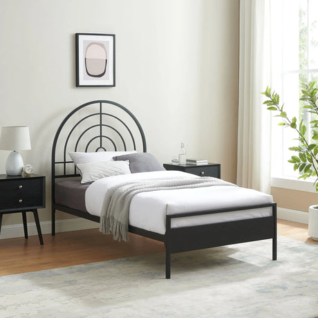 Twin Bed Contemporary Metal Arch - Black - Furniture Home Direct
